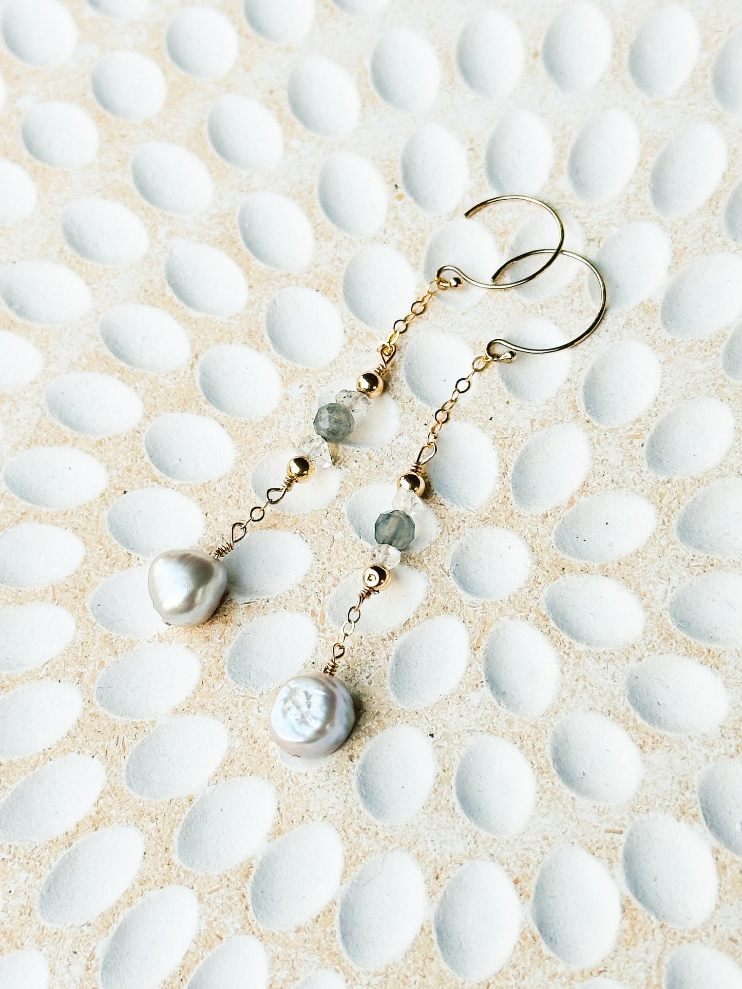 Aella 14K Filled Gold, Herkimer Diamond, Labradorite & Genuine Freshwater Pearl Drop Earrings