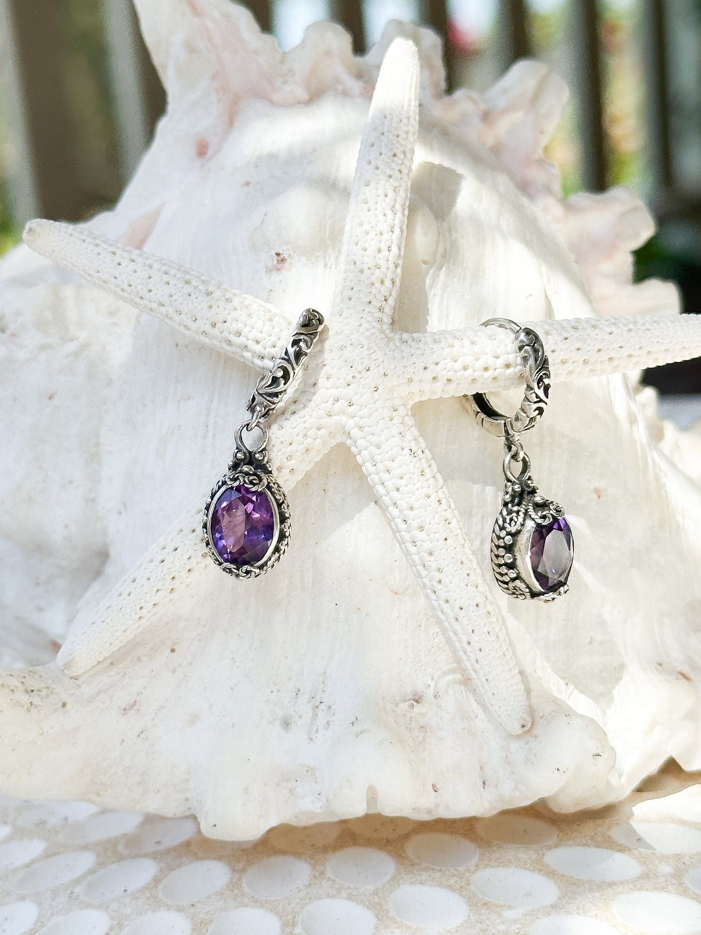 Sterling Silver & Amethyst Gianyar Earrings