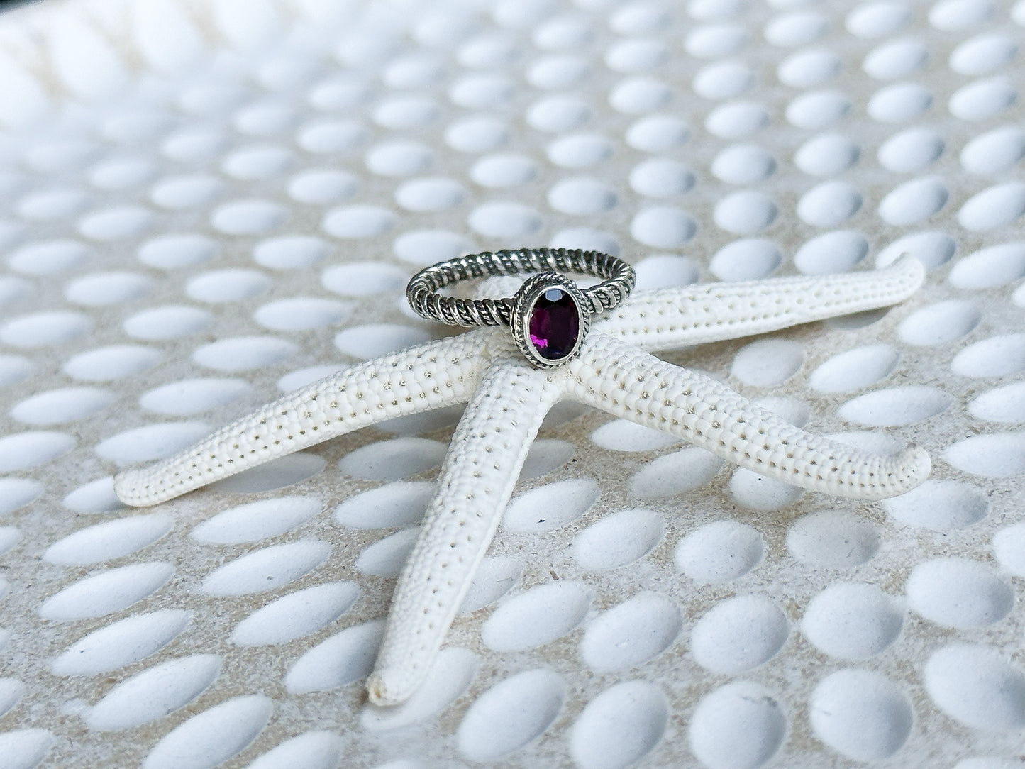 Sterling Silver & Rhodolite Tuban Ring