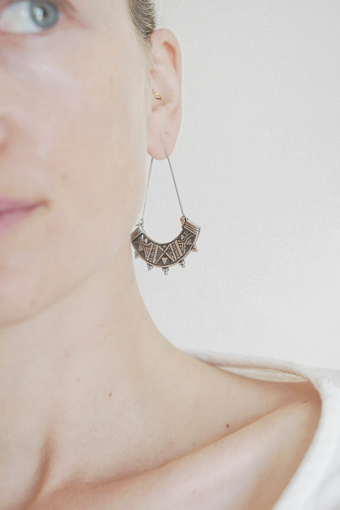 Ambhika Hoops - White Brass