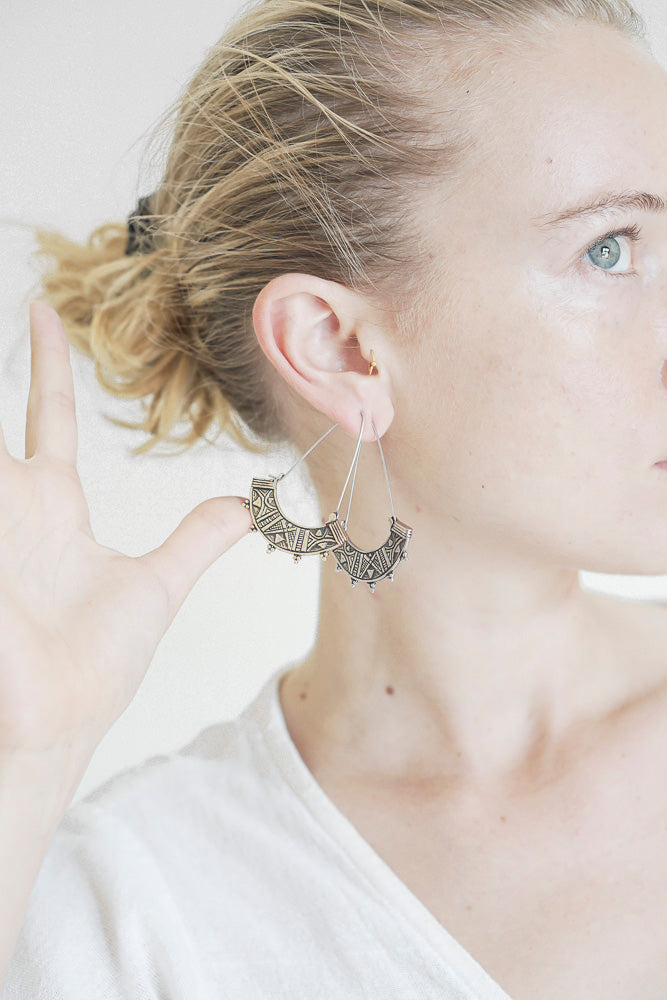Ambhika Hoops - White Brass