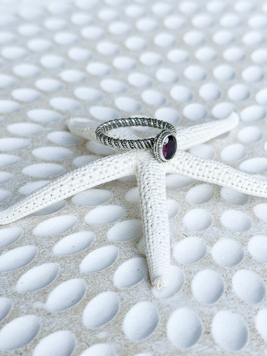 Sterling Silver & Rhodolite Tuban Ring