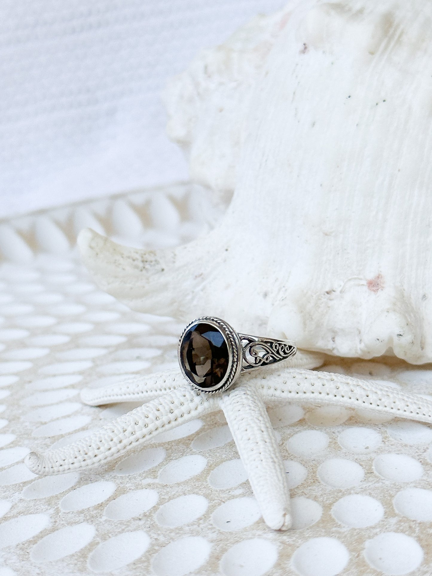 Sterling Silver & Smoky Quartz Melaya Ring