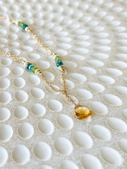 “Earthly Delights” Peridot, Apatite & Citrine 14k Gold Filled Necklace