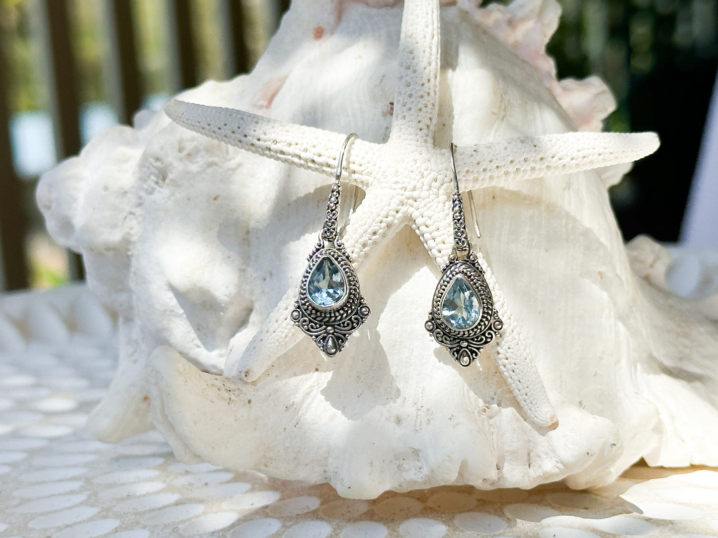 Sterling Silver & Blue Topaz Runa Earrings