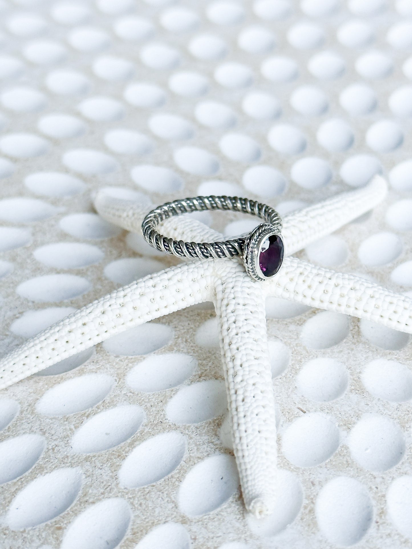 Sterling Silver & Rhodolite Tuban Ring