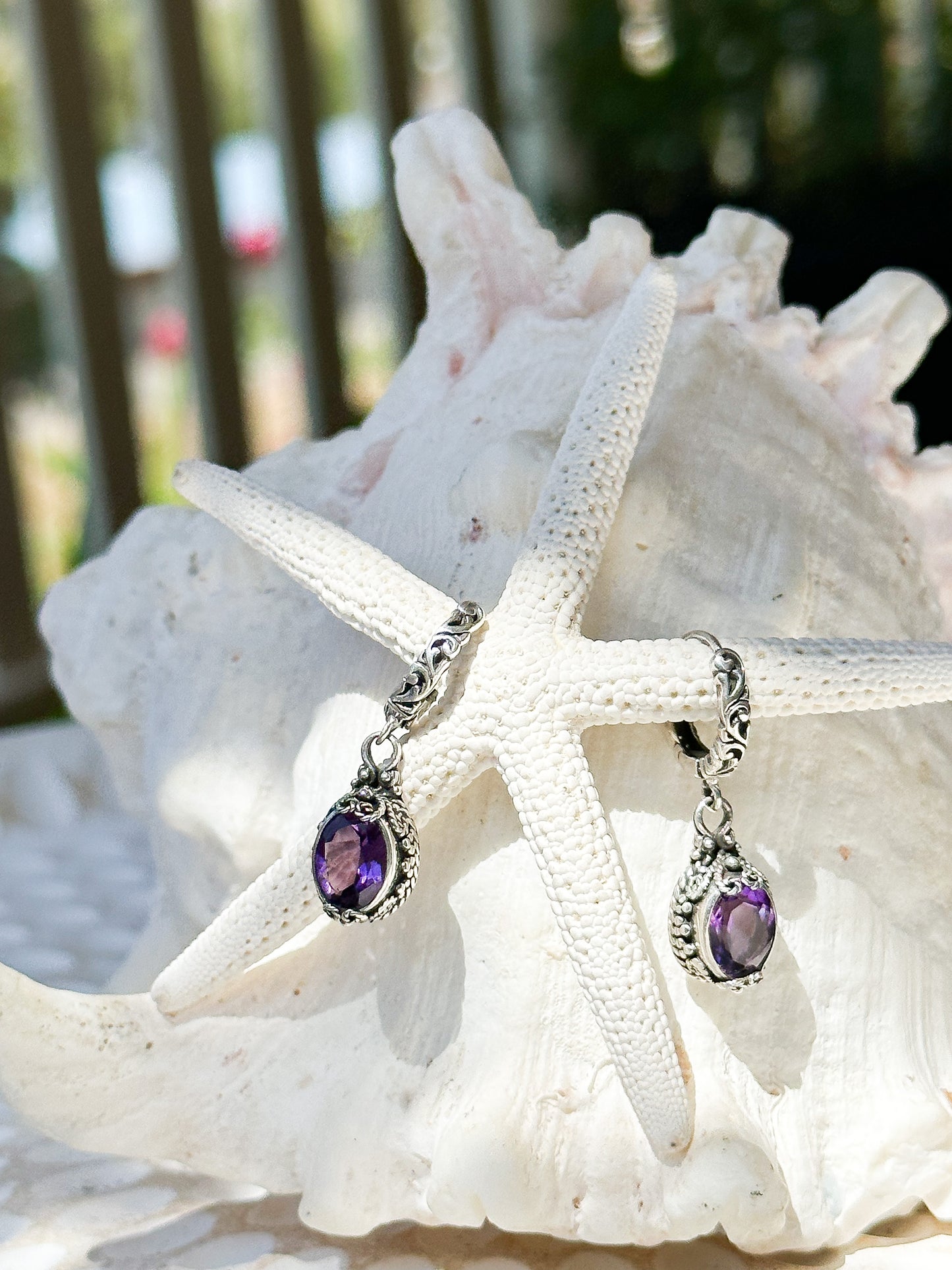 Sterling Silver & Amethyst Gianyar Earrings