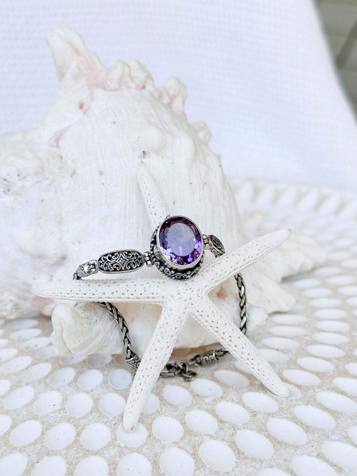 Sterling Silver & Amethyst Semarapura Bracelet