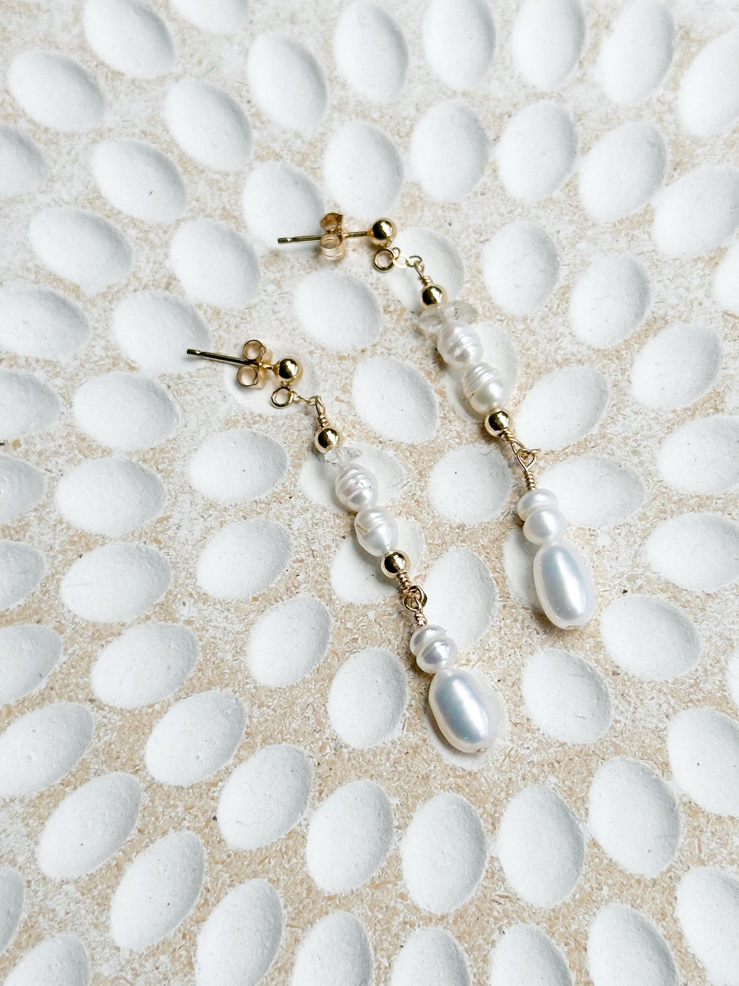 Mayfair 14K Filled Gold, Herkimer Diamond & Genuine Freshwater Pearl Drop Earrings