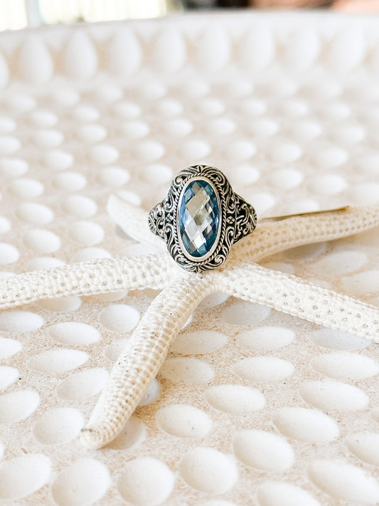 Sterling Silver & Blue Topaz Cindra Ring