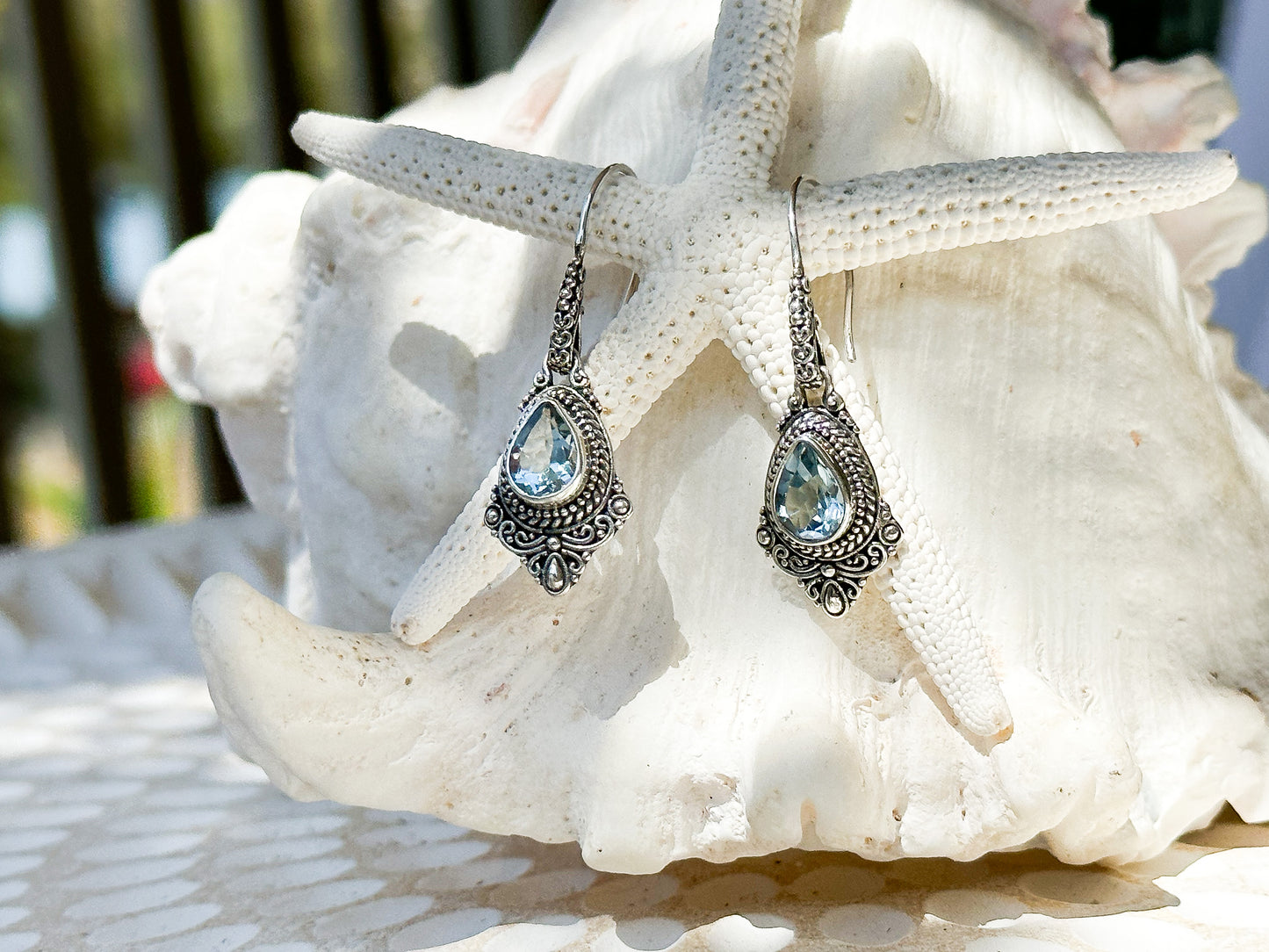 Sterling Silver & Blue Topaz Runa Earrings