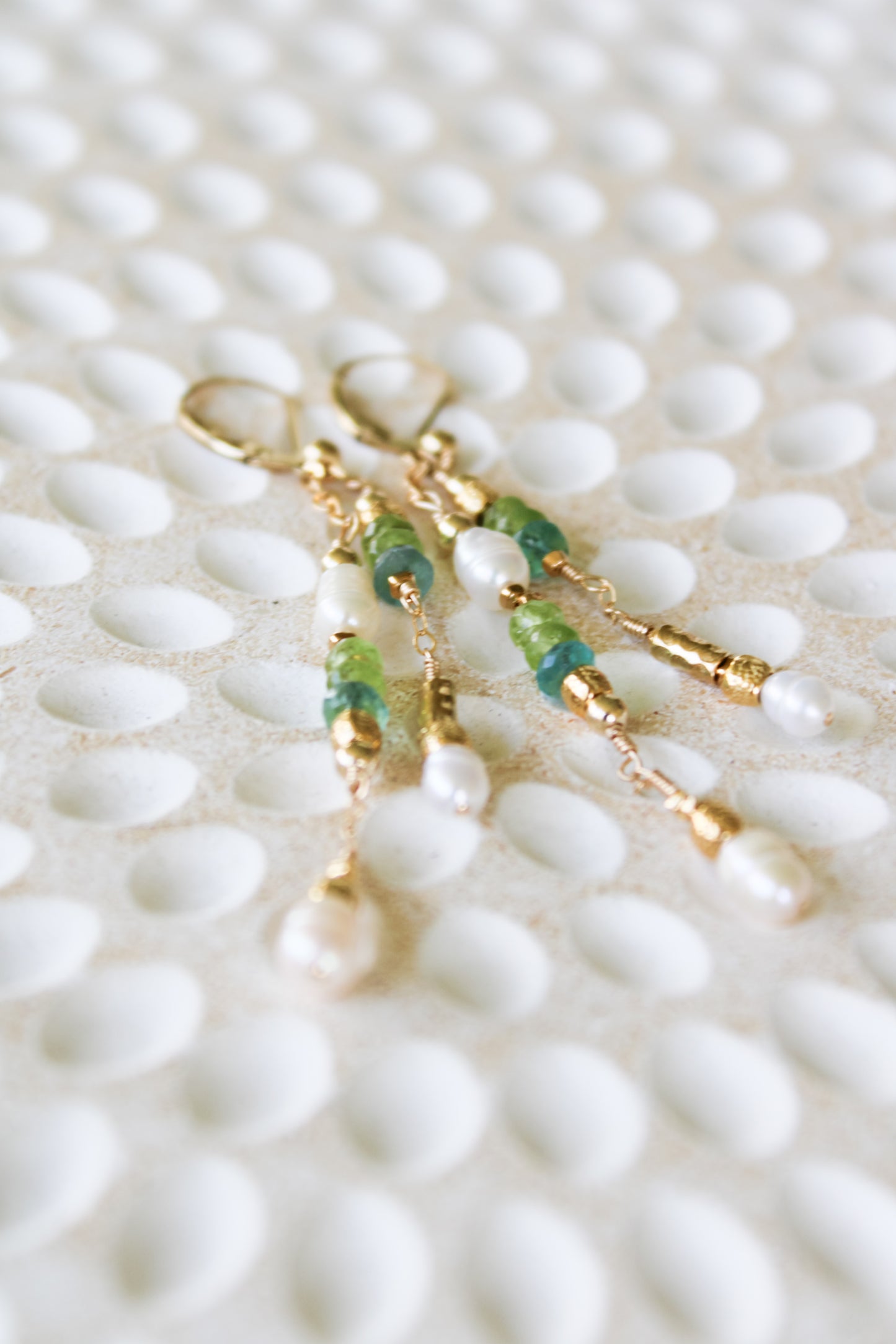 Prasinos 14K Filled Gold, Green Peridot, Apatite & Genuine Freshwater Pearl Drop Earrings