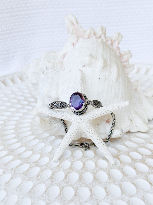 Sterling Silver & Amethyst Semarapura Bracelet