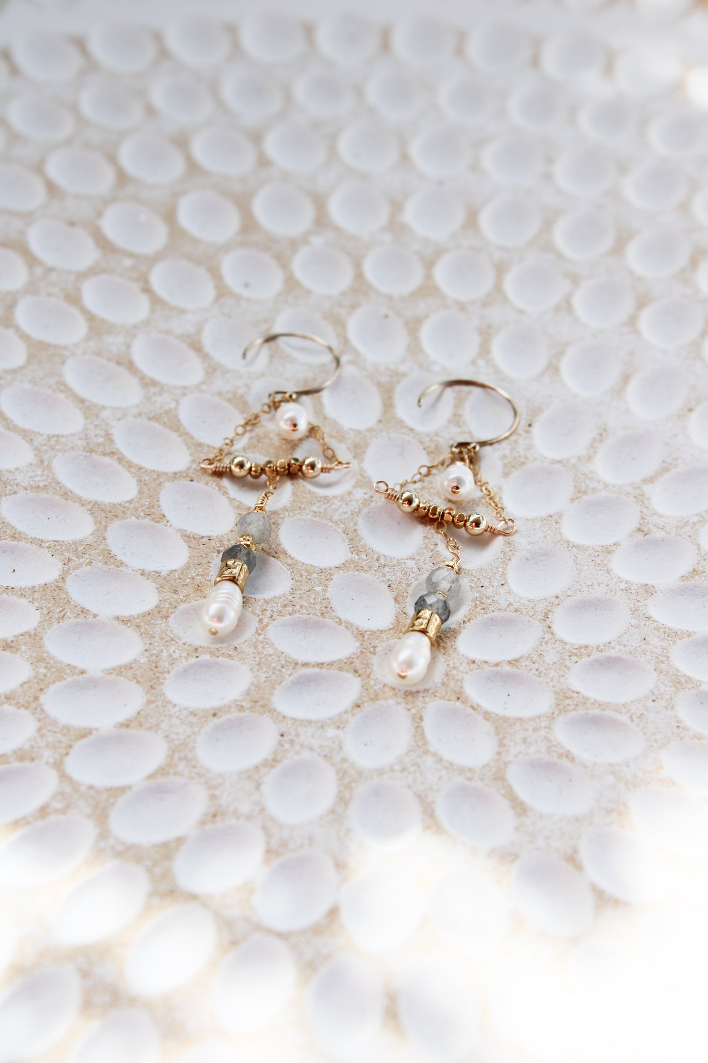 Kalia 14K Filled Gold, Genuine Freshwater Pearl & Labradorite Earrings
