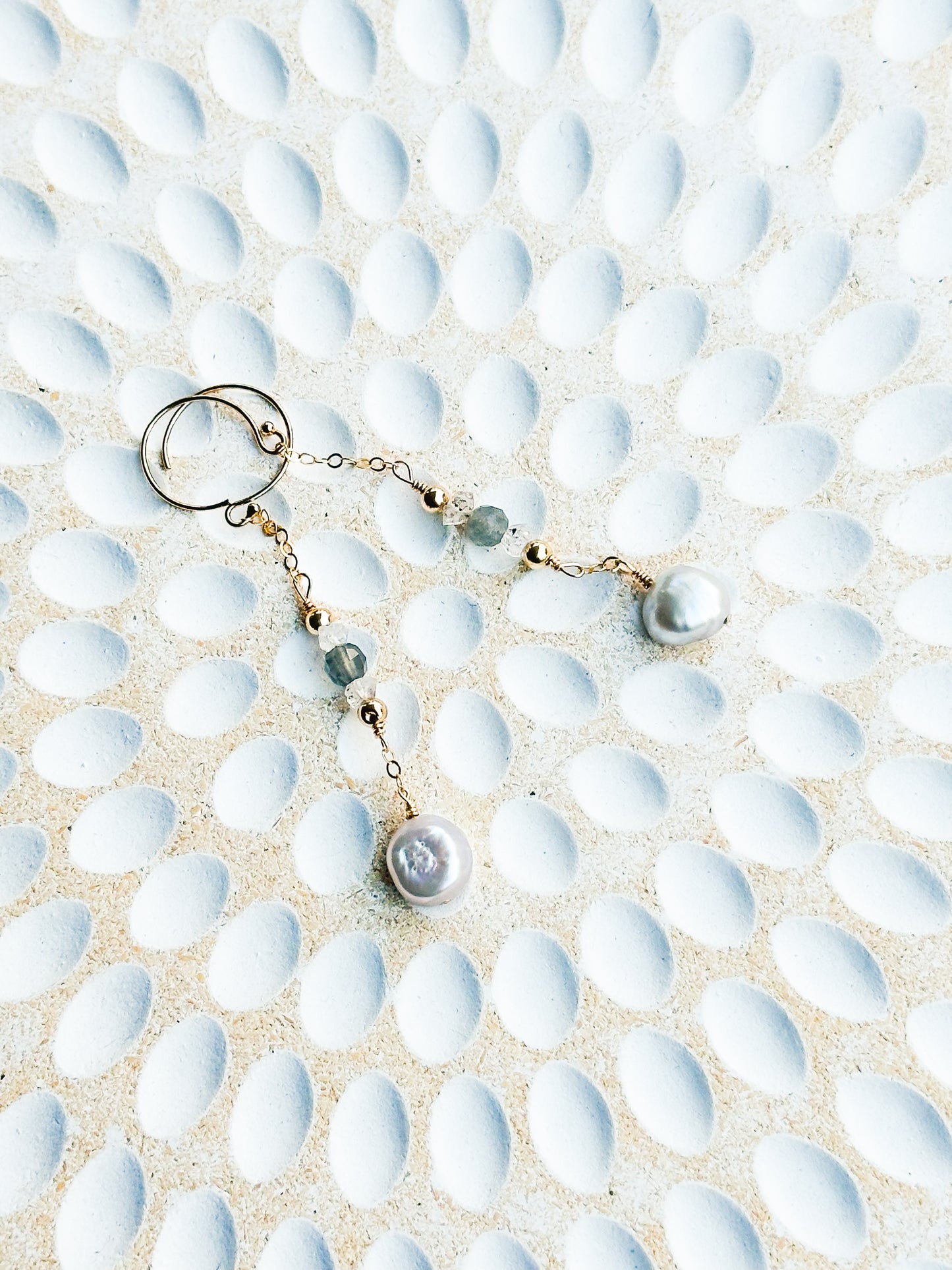 Aella 14K Filled Gold, Herkimer Diamond, Labradorite & Genuine Freshwater Pearl Drop Earrings