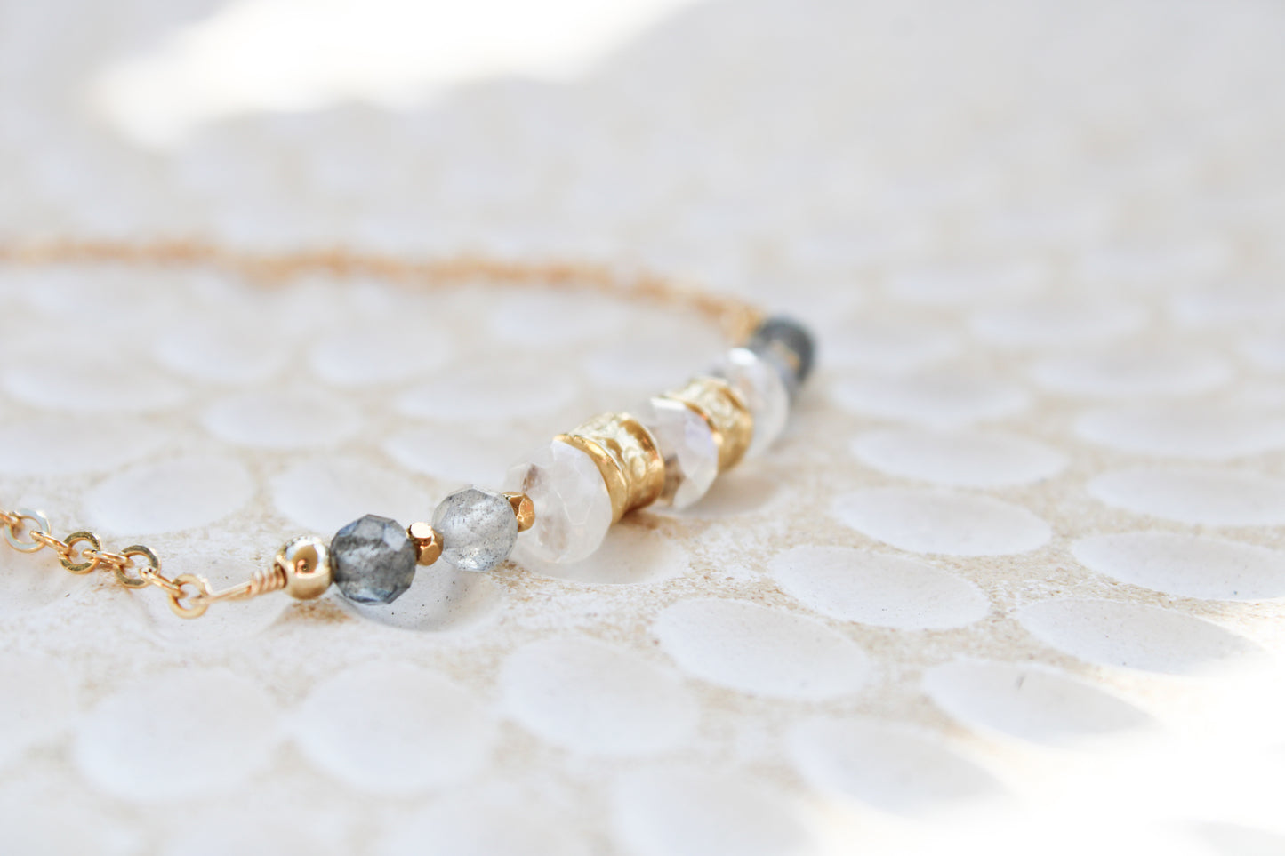 Shu 14K Filled Gold, Moonstone & Labradorite Tribal Bracelet