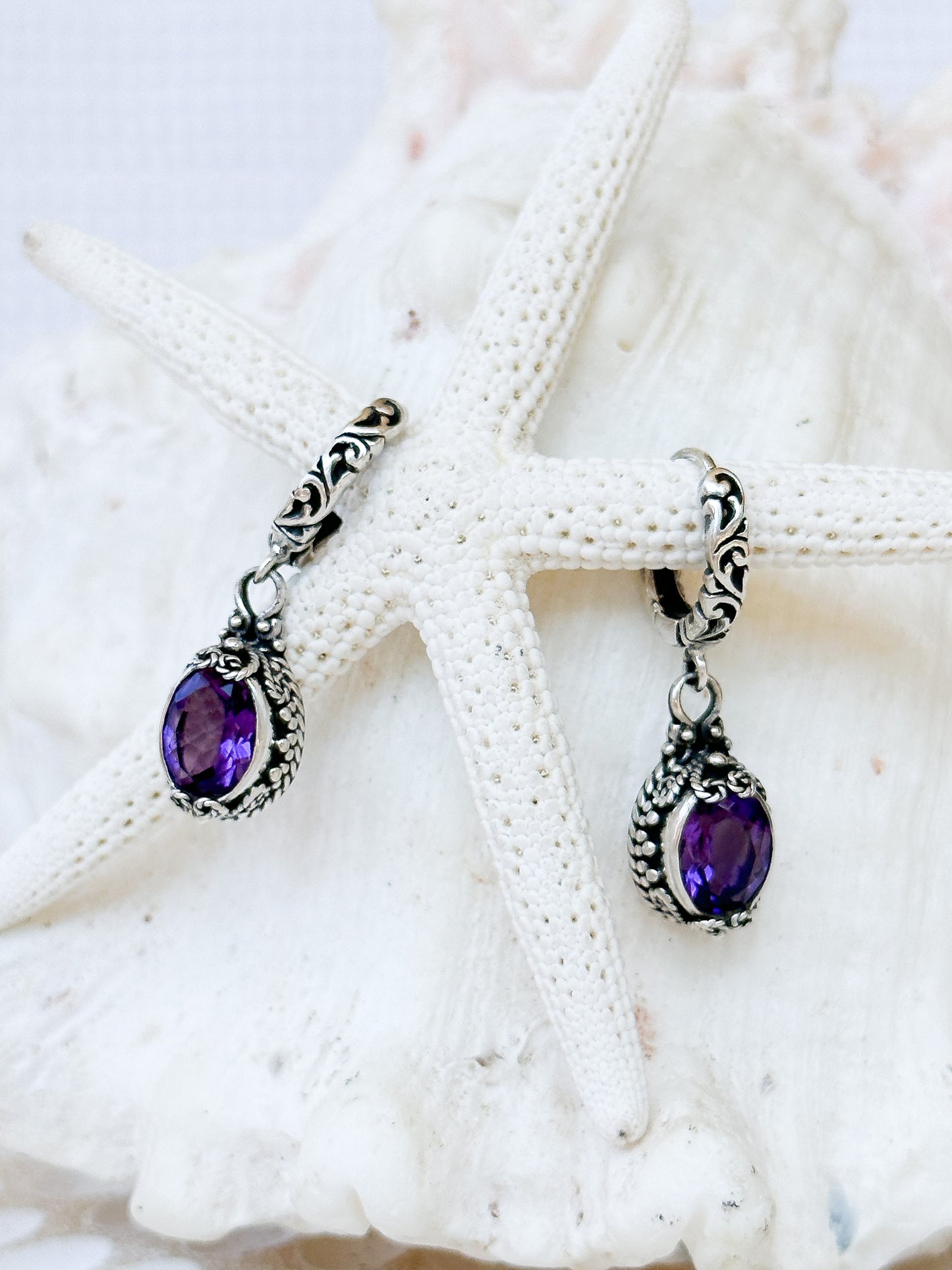 Sterling Silver & Amethyst Gianyar Earrings