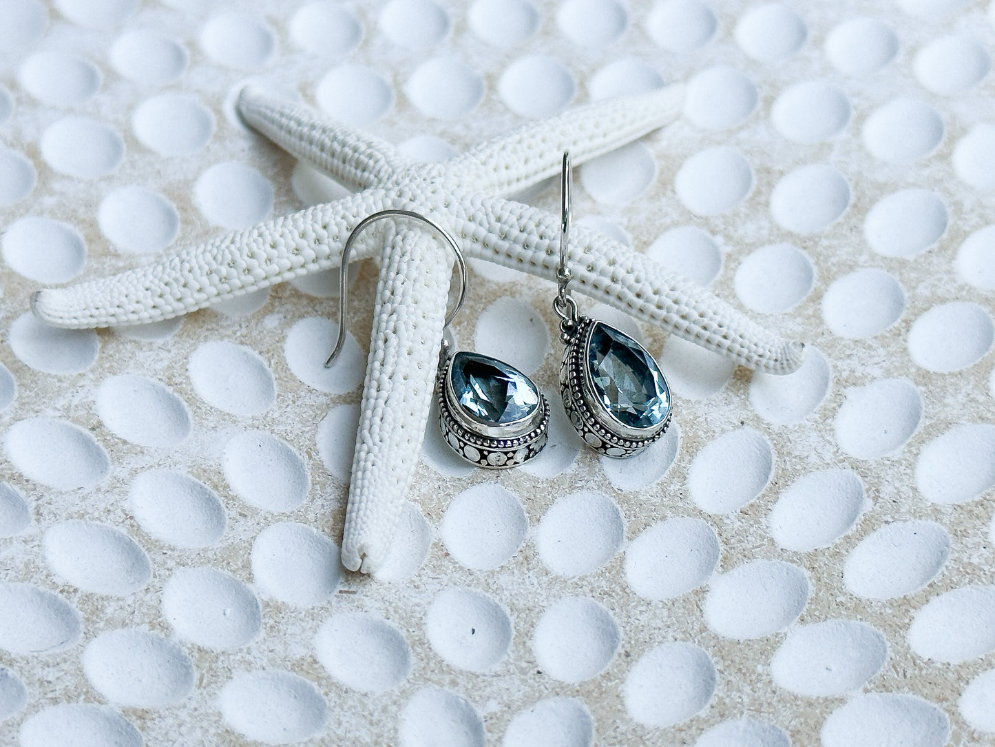 Sterling Silver & Blue Topaz Kesiman Earrings
