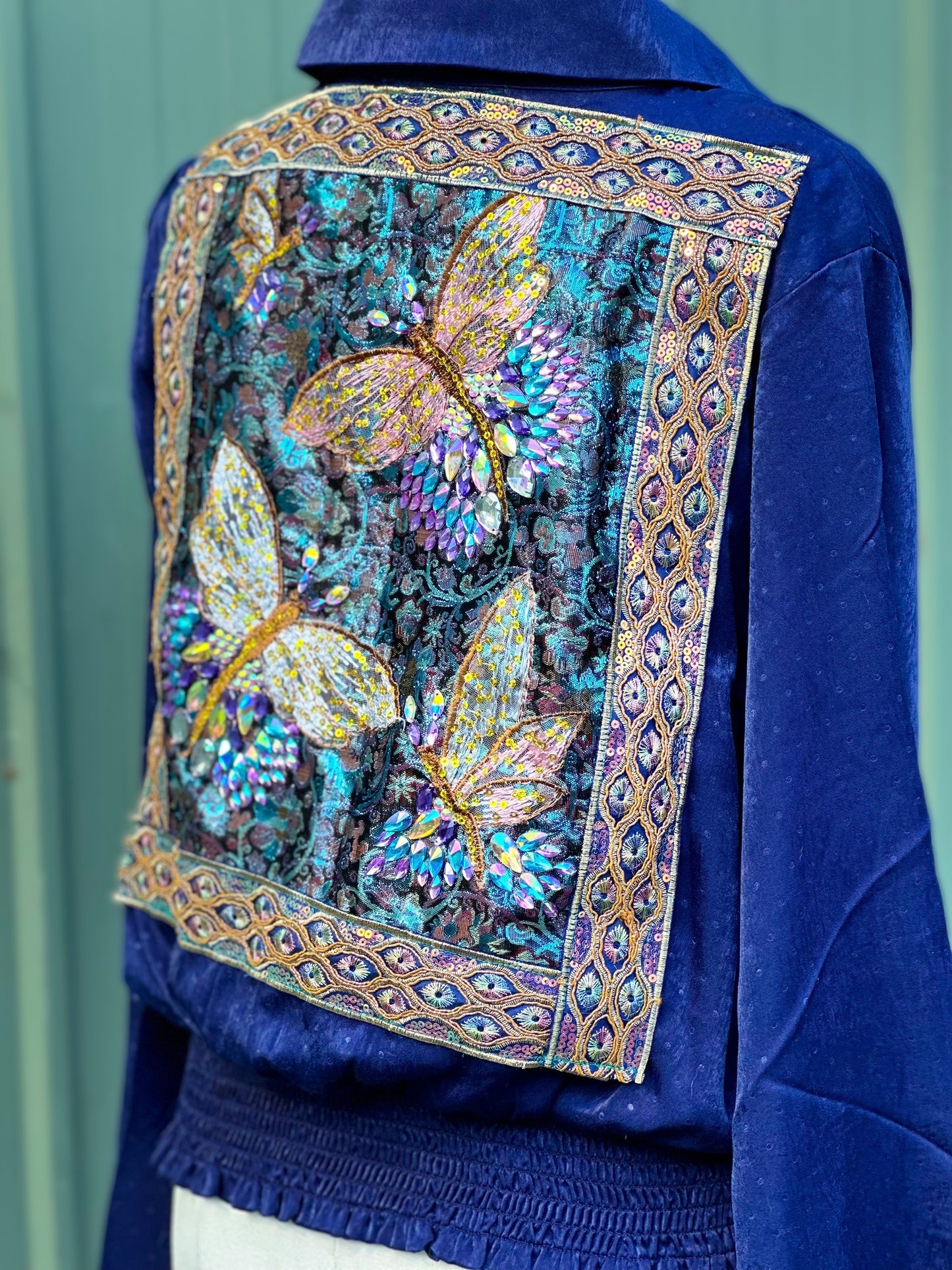Midnight Blue Requiem Dream Embellished Blouse