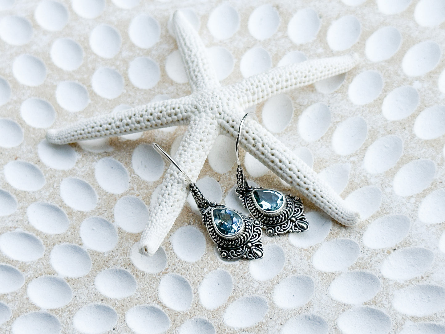 Sterling Silver & Blue Topaz Runa Earrings