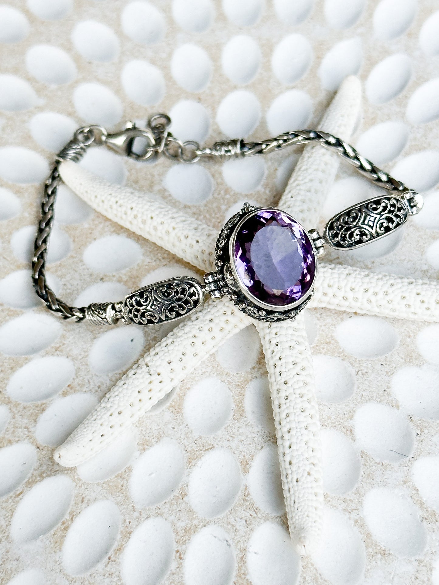 Sterling Silver & Amethyst Semarapura Bracelet