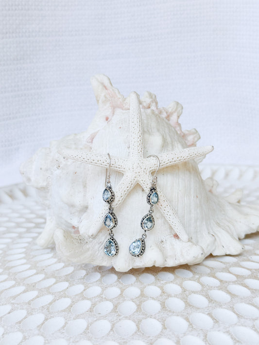 Sterling Silver & Blue Topaz Dias Earrings