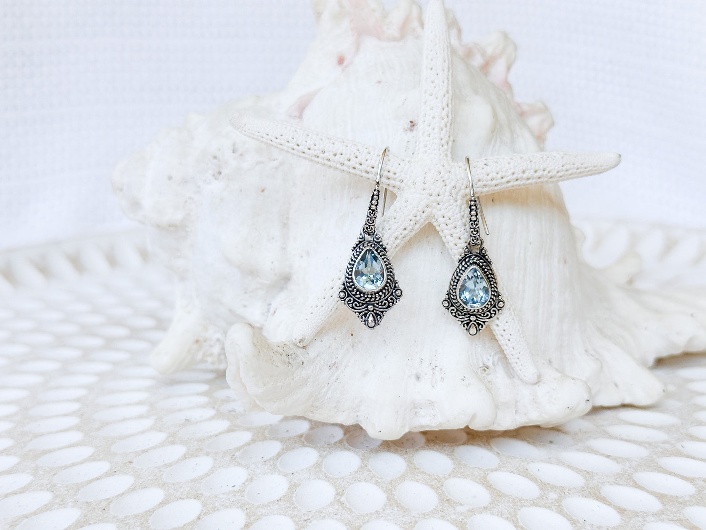 Sterling Silver & Blue Topaz Runa Earrings