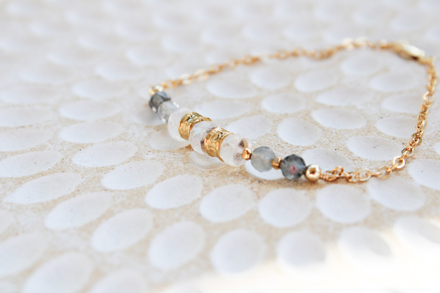 Shu 14K Filled Gold, Moonstone & Labradorite Tribal Bracelet