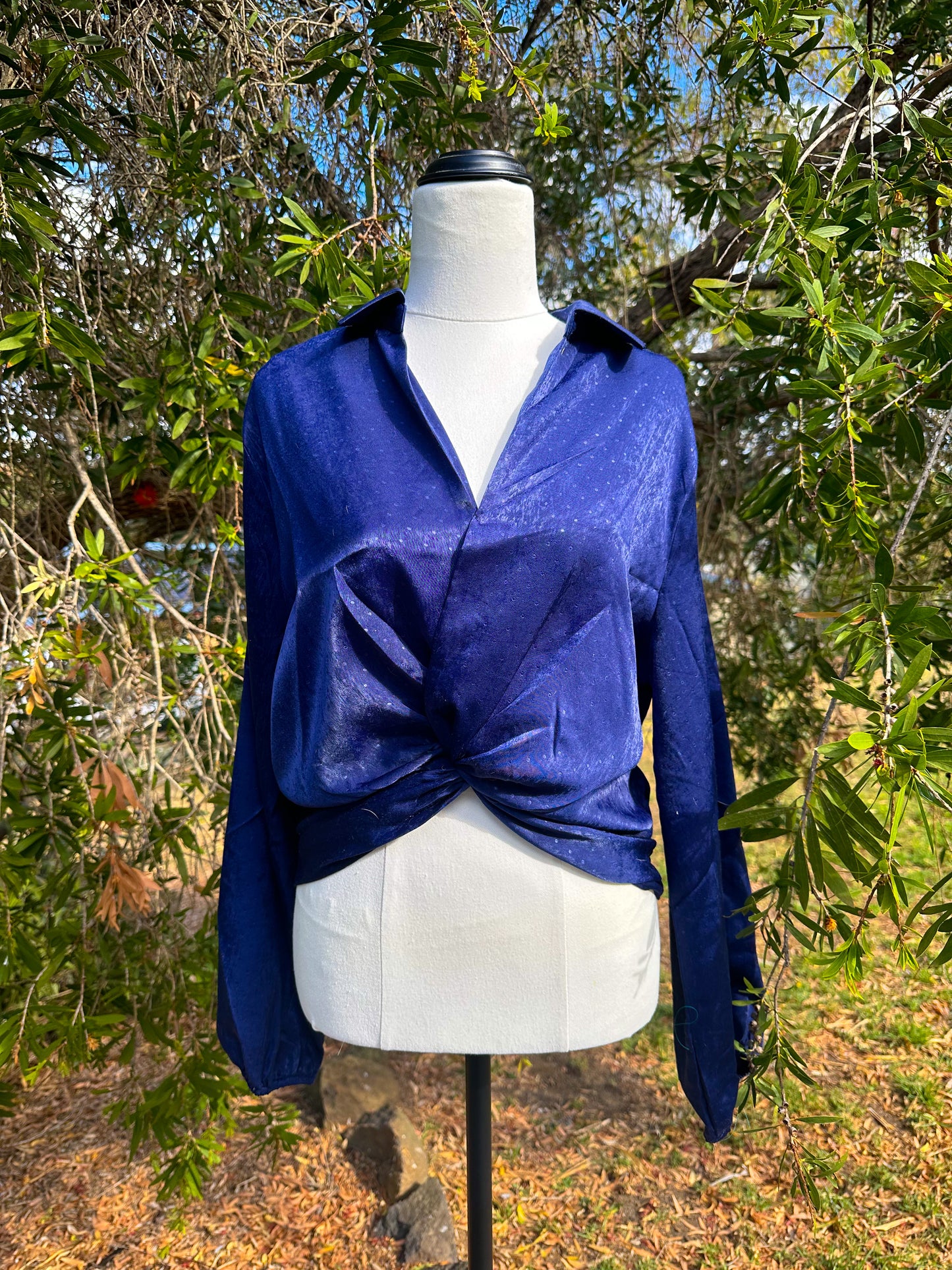 Midnight Blue Requiem Dream Embellished Blouse