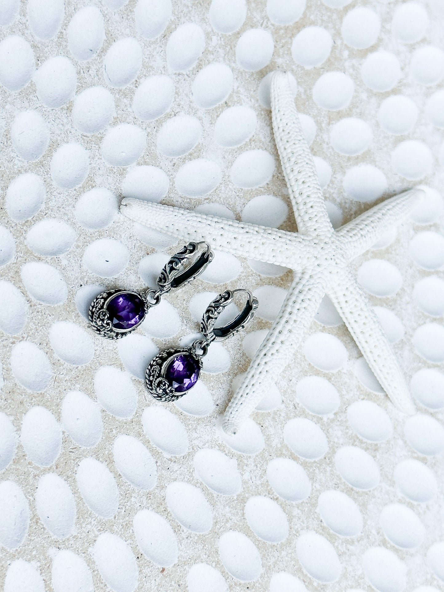 Sterling Silver & Amethyst Gianyar Earrings