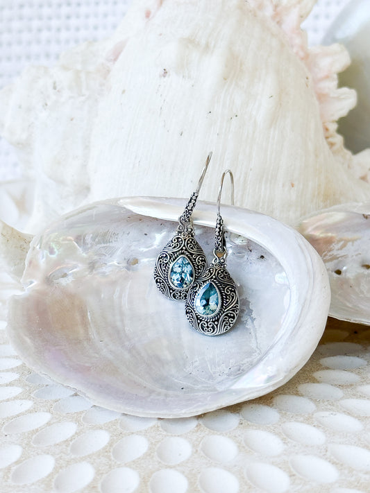 Sterling Silver & Blue Topaz Kanaya Earrings