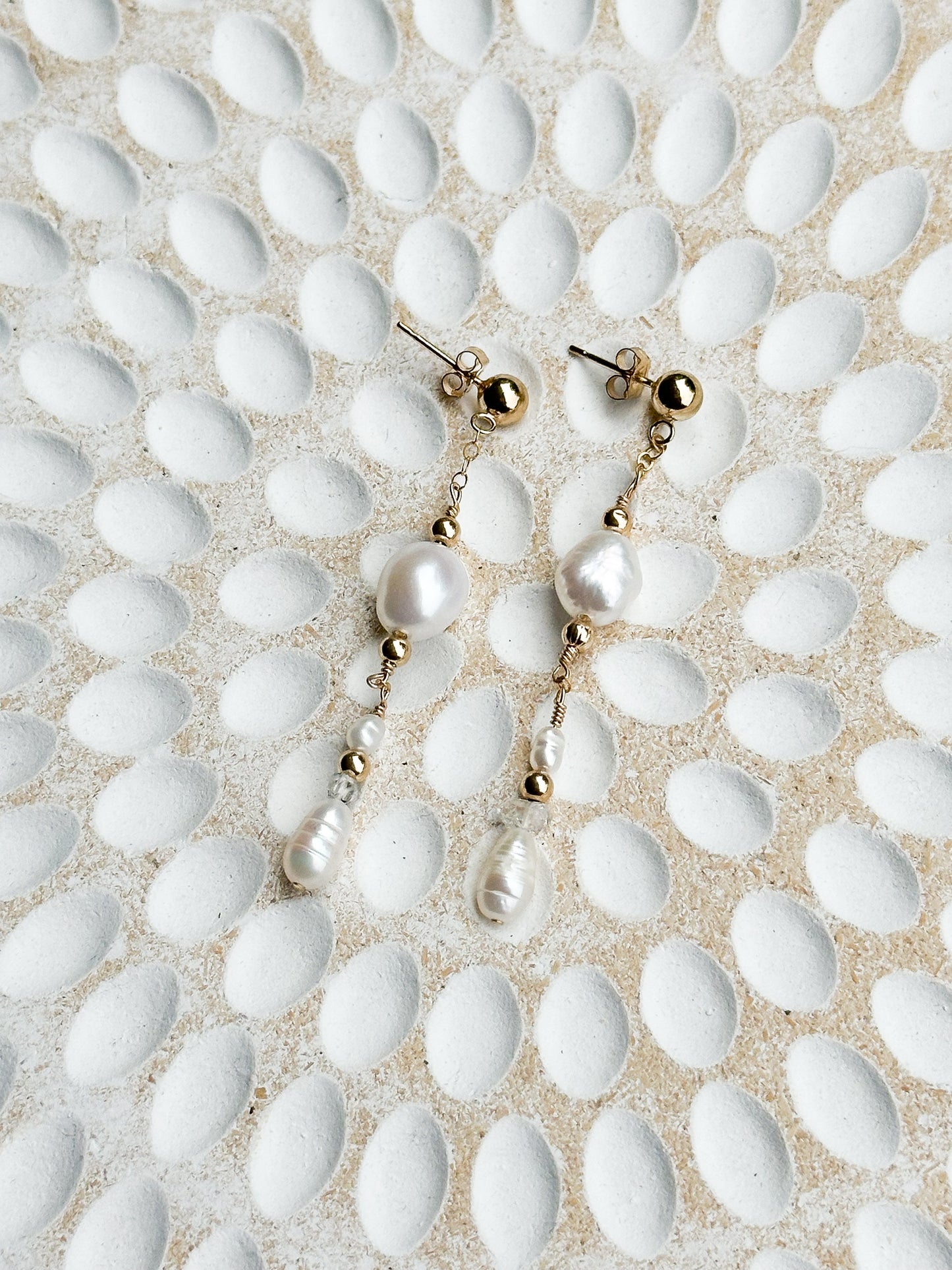 Jessica 14K Filled Gold, Herkimer Diamond & Genuine Freshwater Pearl Drop Earrings