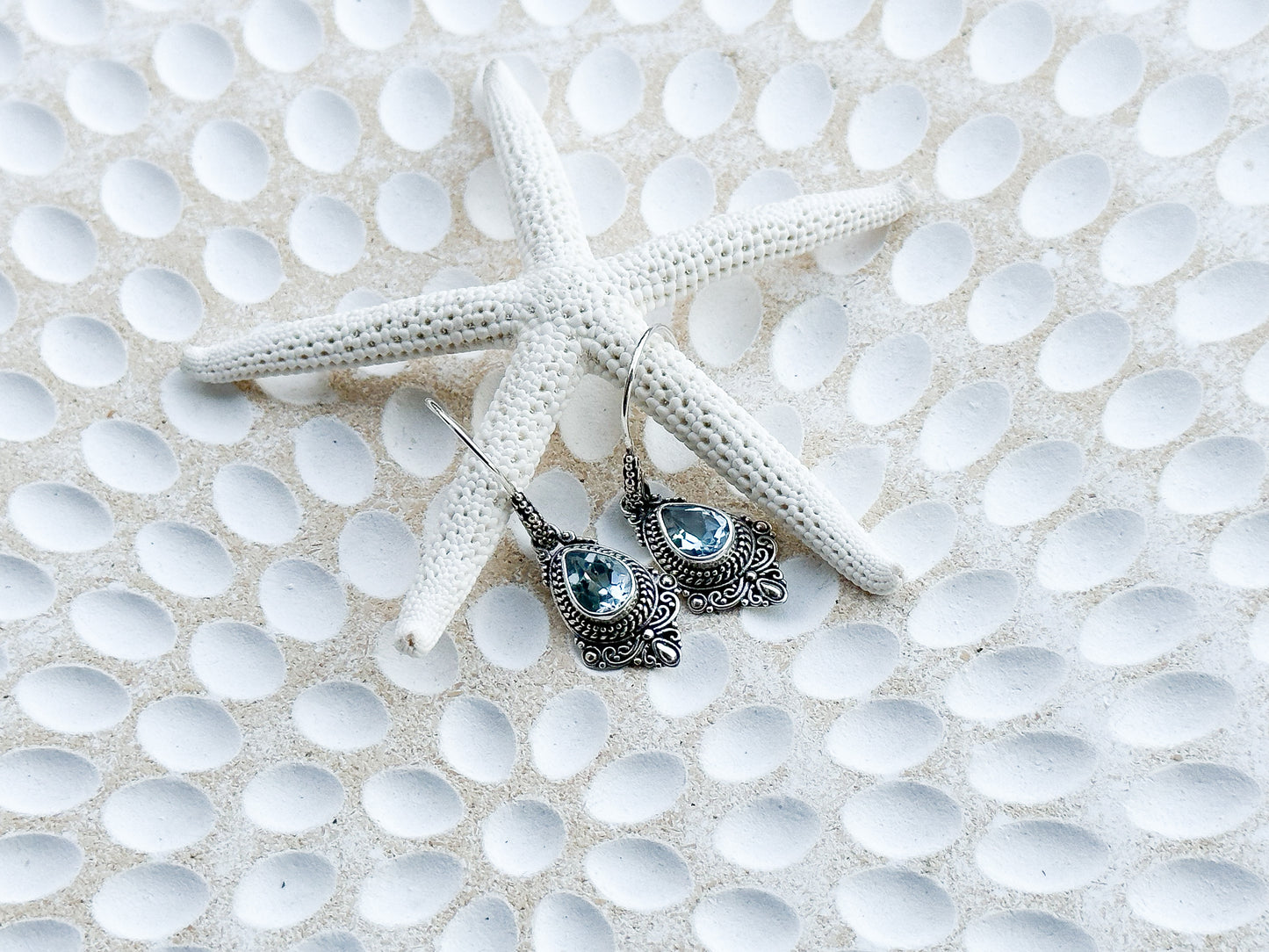 Sterling Silver & Blue Topaz Runa Earrings