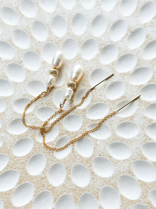 Artemis 14K Filled Gold and Genuine Pearl Threader Earrings