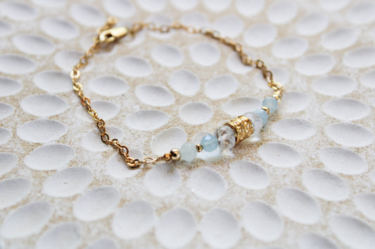 Saskia 14K Filled Gold, Moonstone and Aquamarine Tribal Bracelet
