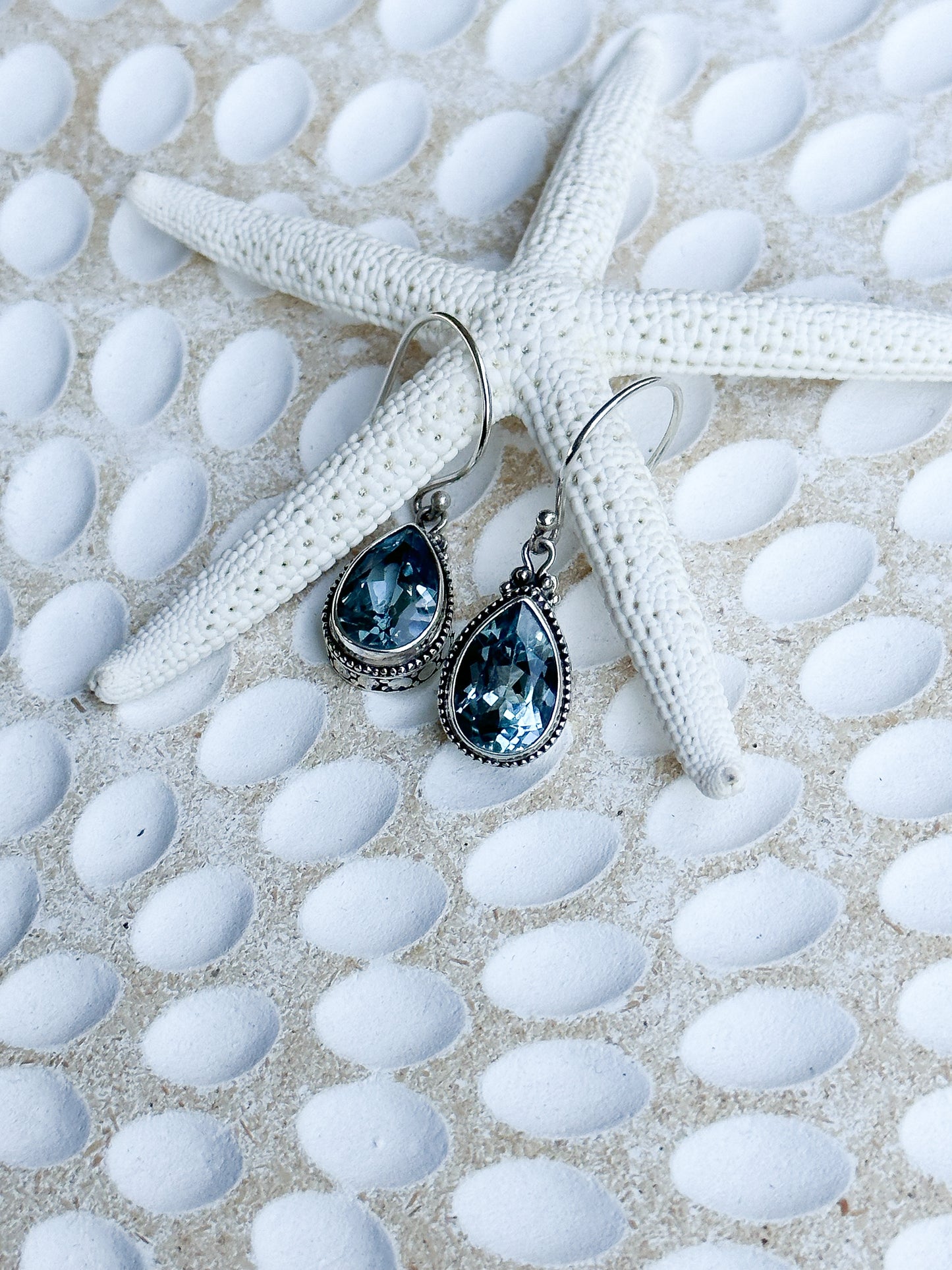 Sterling Silver & Blue Topaz Kesiman Earrings