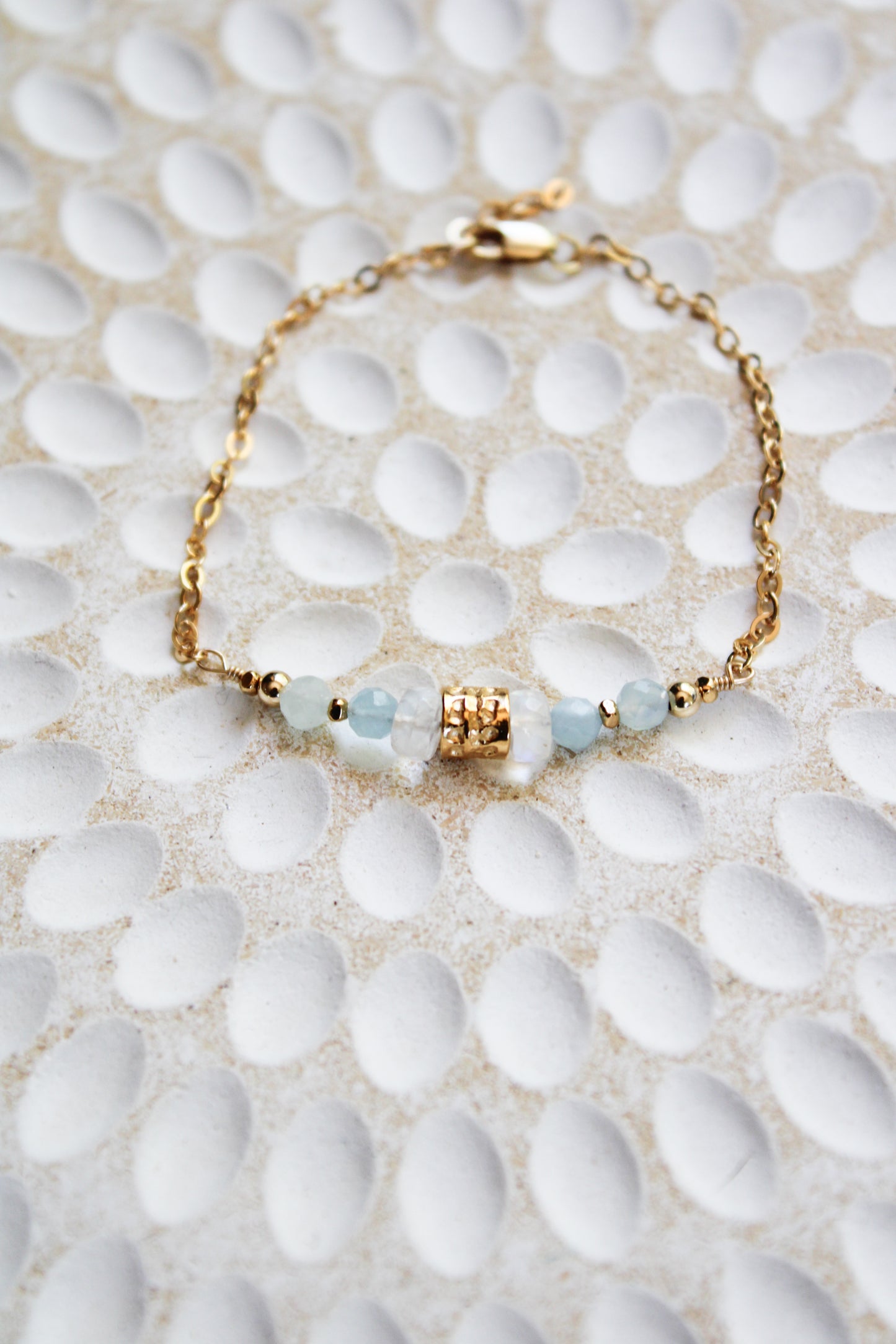 Saskia 14K Filled Gold, Moonstone and Aquamarine Tribal Bracelet