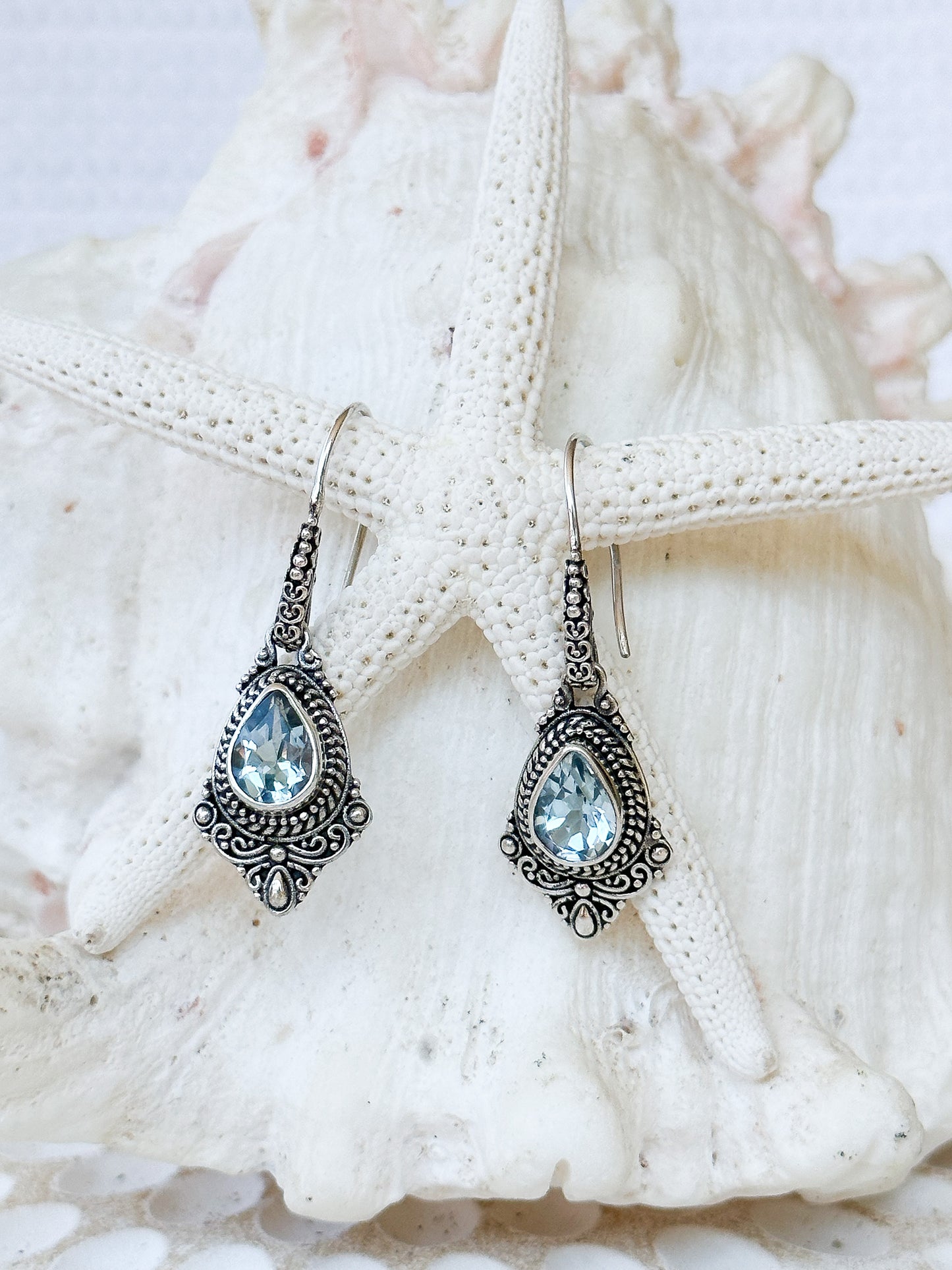 Sterling Silver & Blue Topaz Runa Earrings