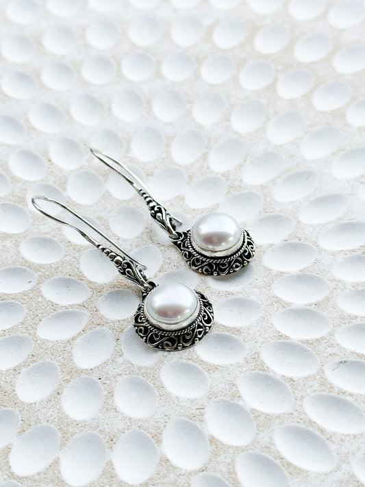 Sterling Silver & Mabe Pearl Joy Earrings
