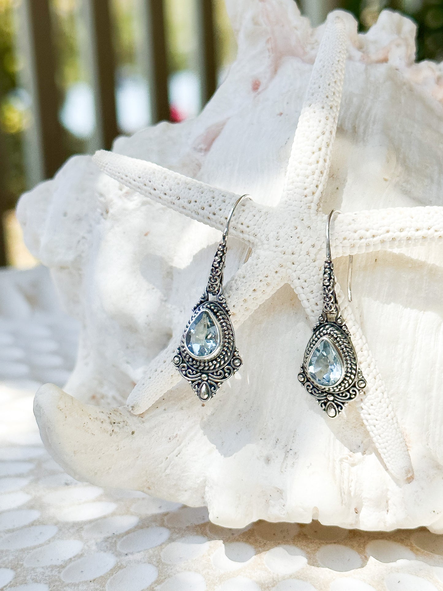 Sterling Silver & Blue Topaz Runa Earrings
