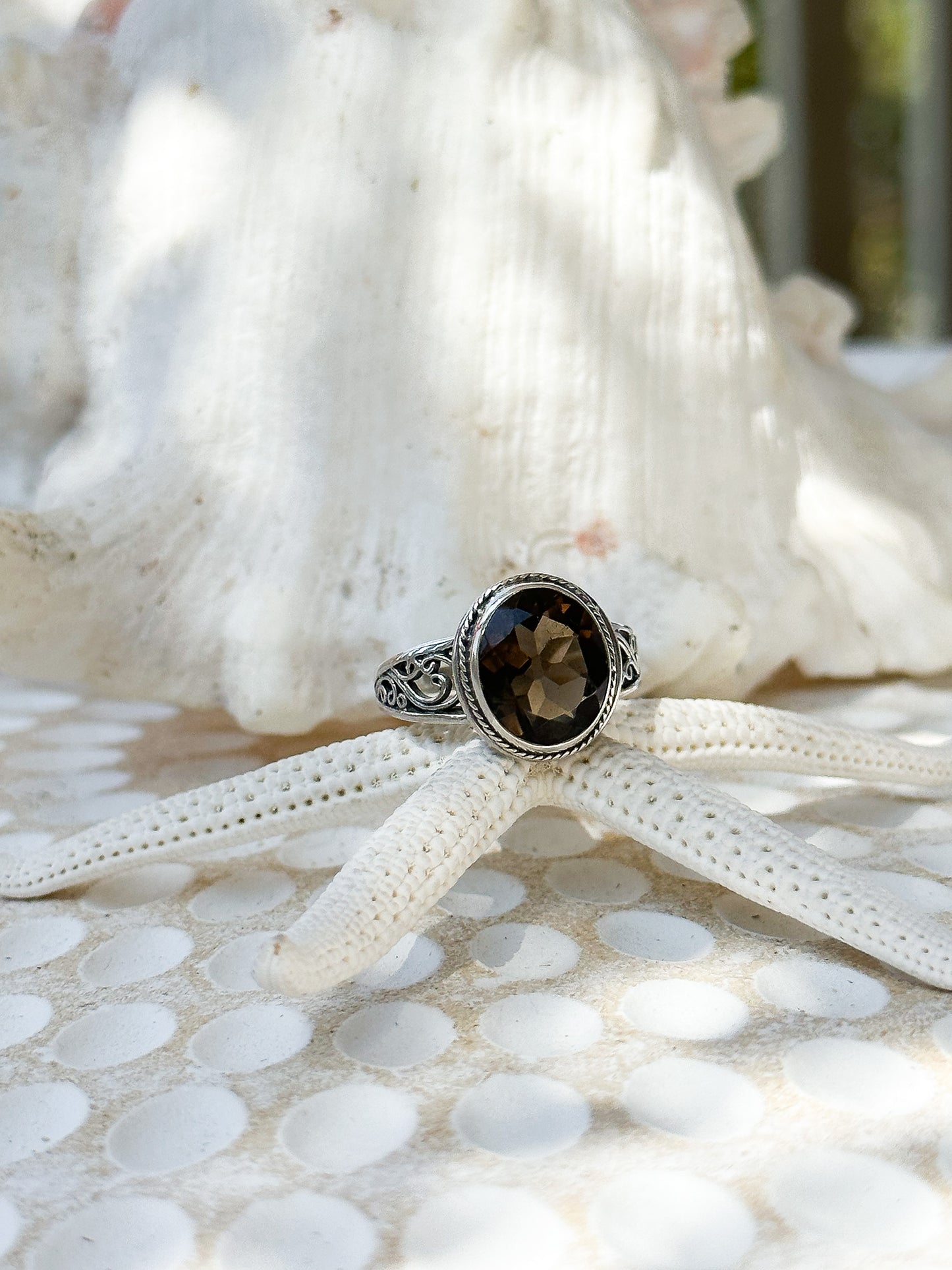 Sterling Silver & Smoky Quartz Melaya Ring