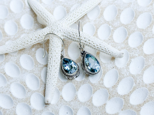 Sterling Silver & Blue Topaz Kesiman Earrings