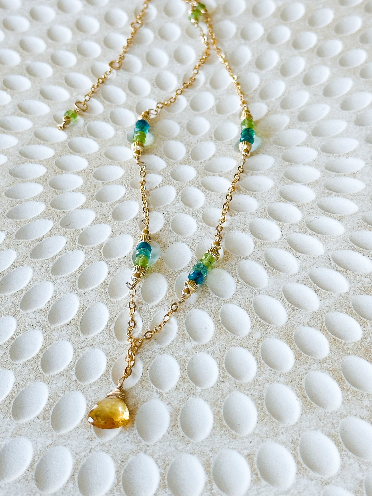 “Earthly Delights” Peridot, Apatite & Citrine 14k Gold Filled Necklace