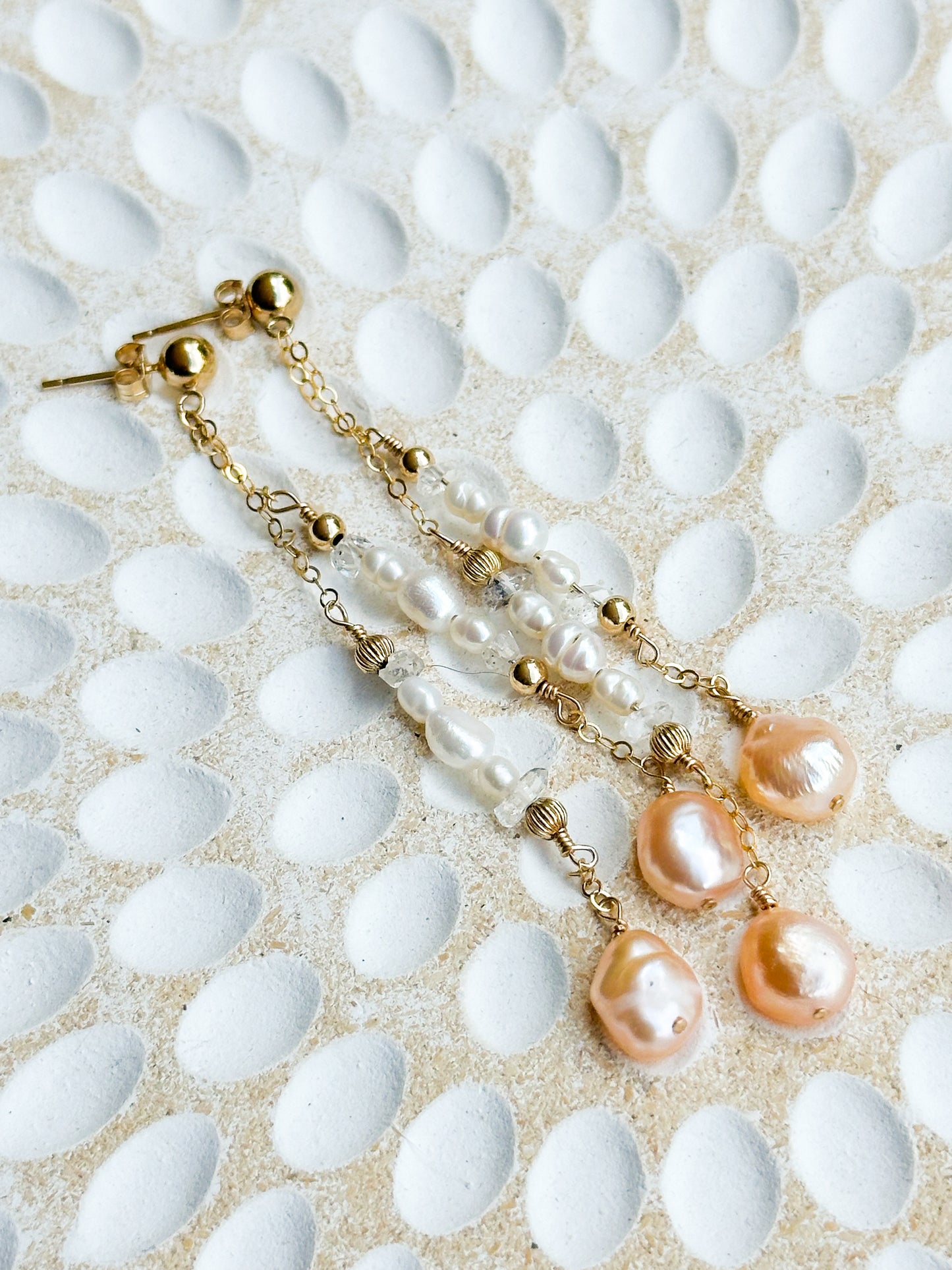 Calliope 14K Filled Gold, Herkimer Diamond & Genuine Freshwater Pearl Drop Earrings