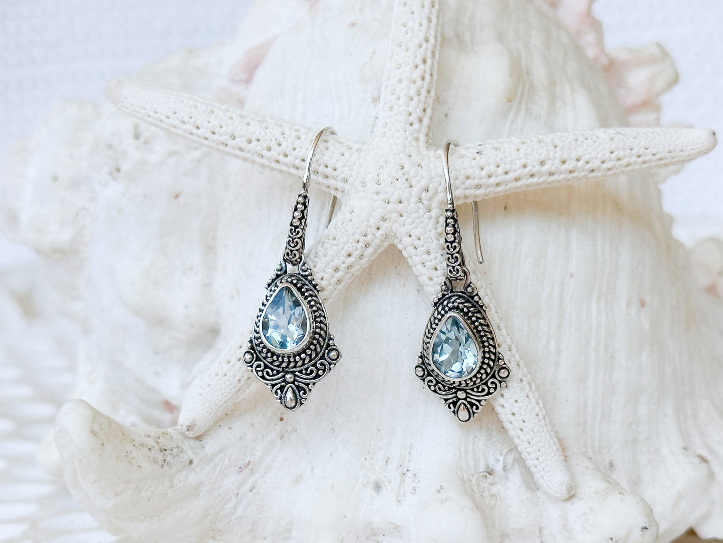 Sterling Silver & Blue Topaz Runa Earrings