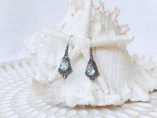 Sterling Silver & Blue Topaz Runa Earrings