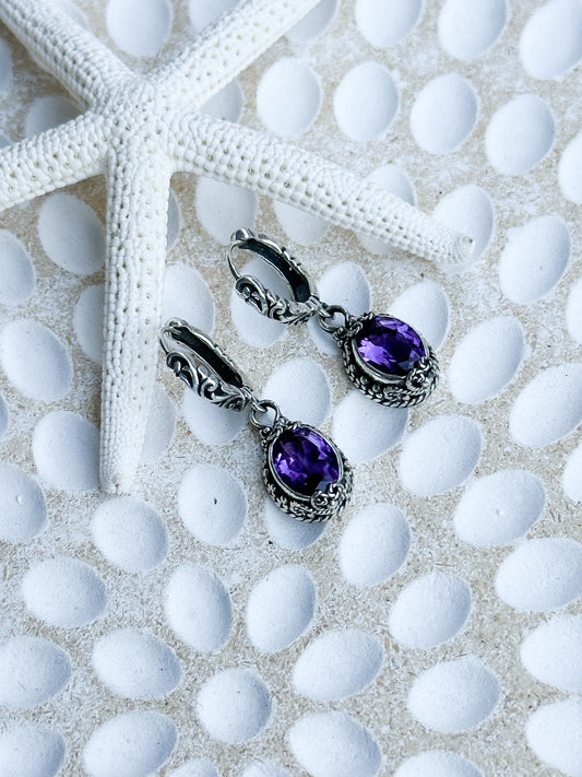 Sterling Silver & Amethyst Gianyar Earrings