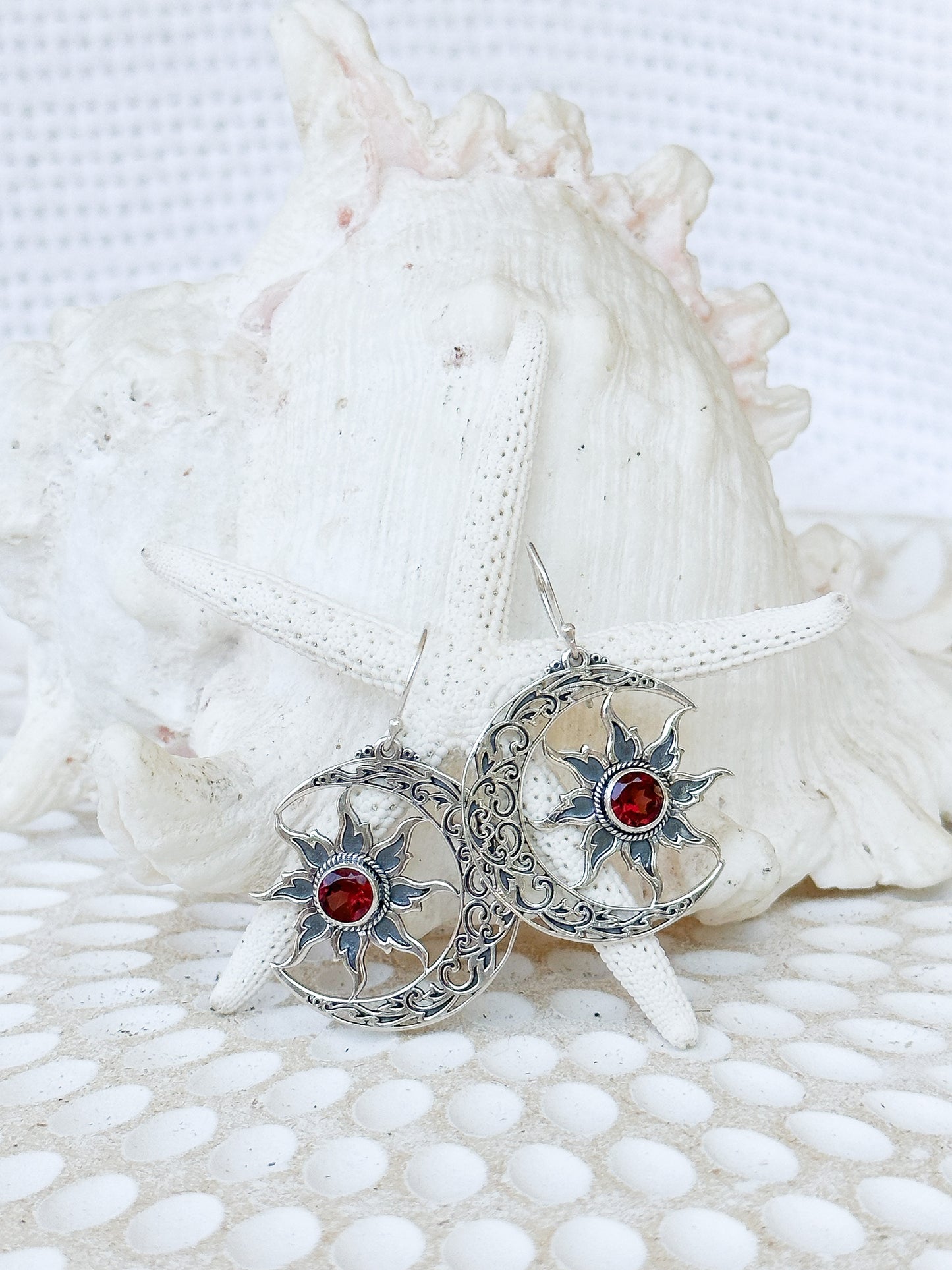 Sterling Silver & Garnet Sunara Earrings