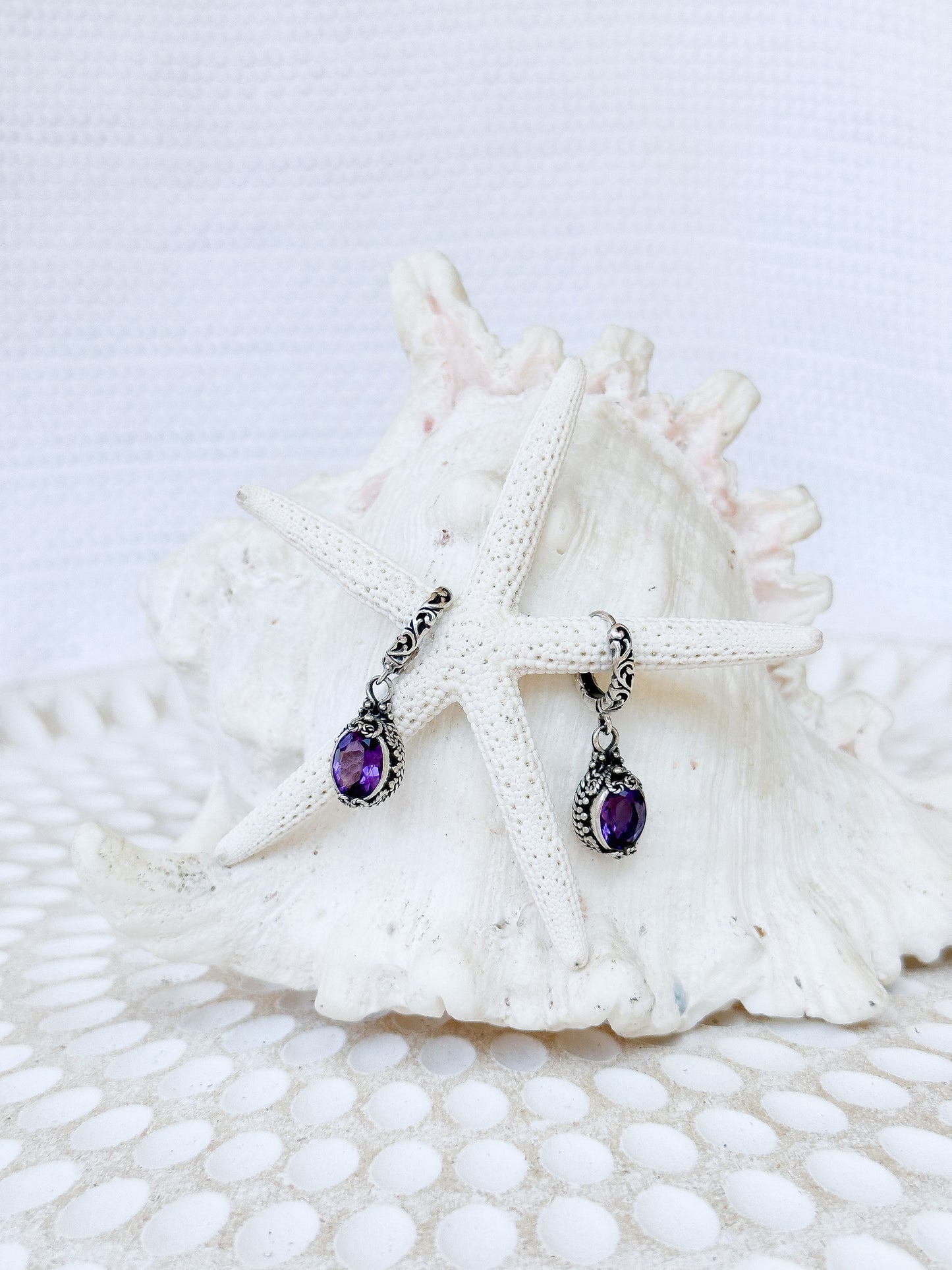 Sterling Silver & Amethyst Gianyar Earrings