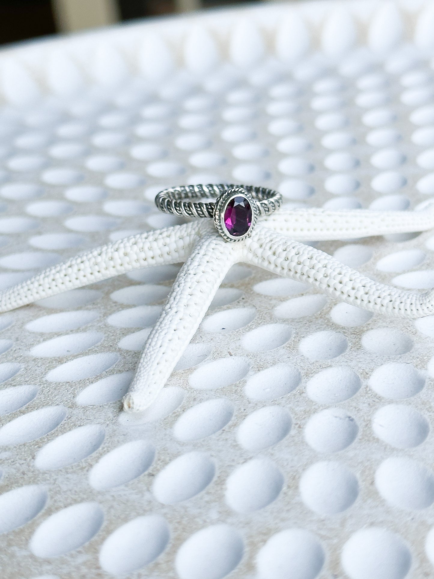 Sterling Silver & Rhodolite Tuban Ring